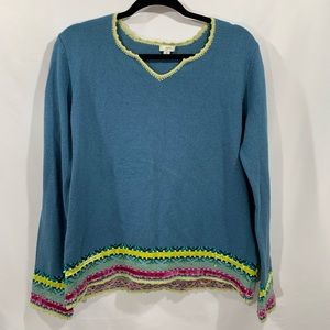 Boho J.Jill vintage sweater with edge detailing